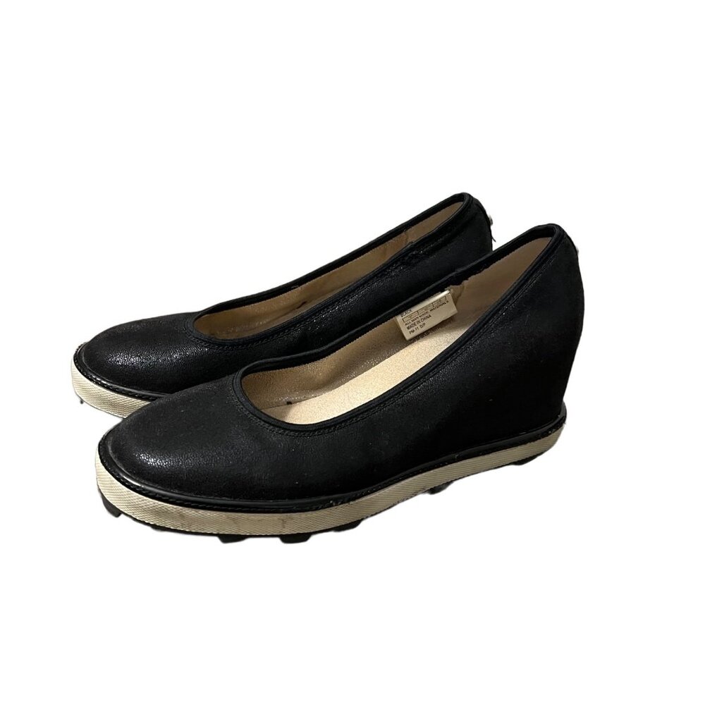 Stuart Weitzman Girls Irridescent Black Ariana Clare Wedge Pumps Size 4
